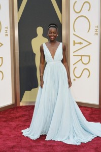 Lupita Nyong'o on the red carpet. Stunning in Prada.