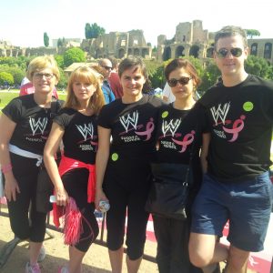 Verellen (middle) with team members at last month's 5K Race for The Cure in Rome